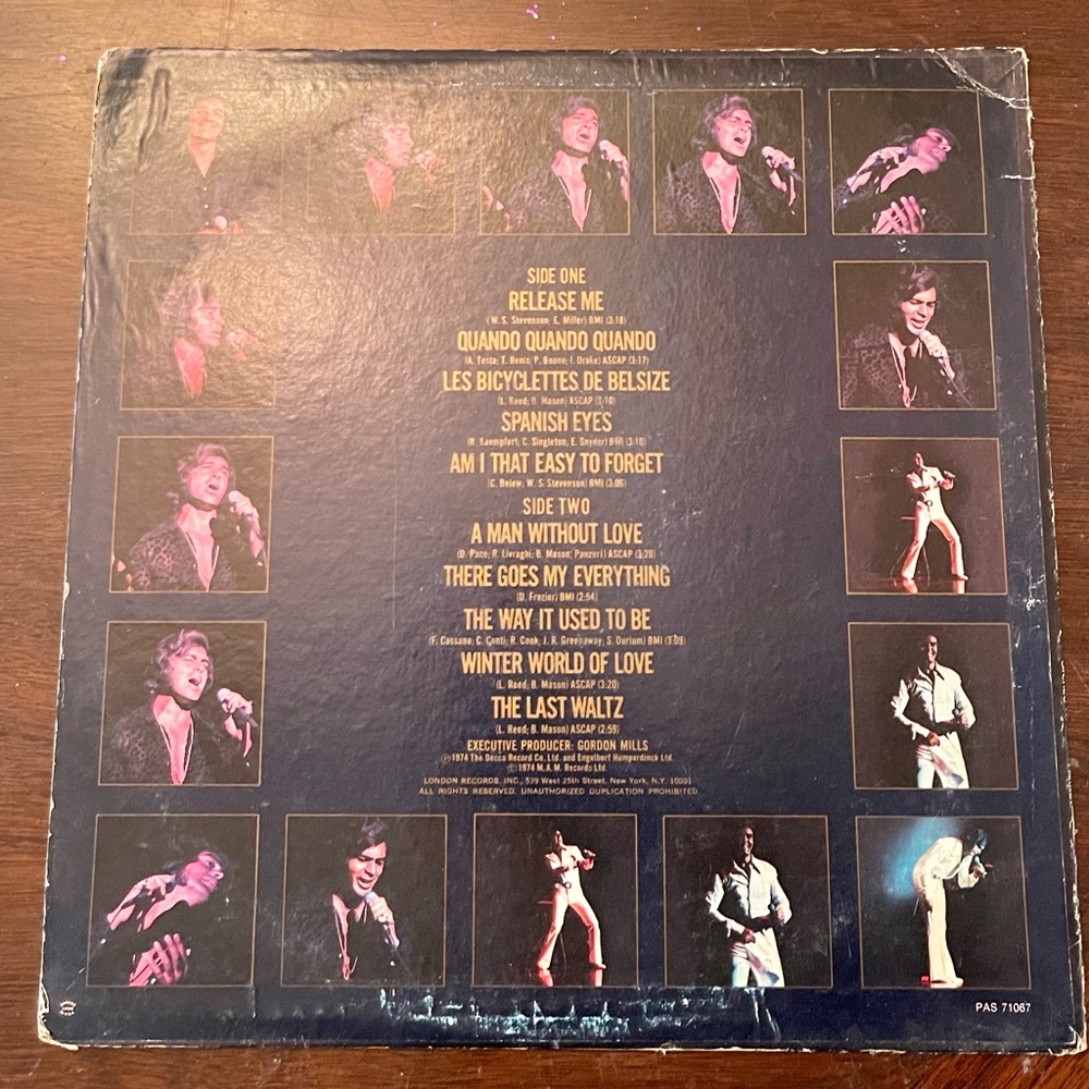 1974 Engelbert Humperdinck Greatest Hits Vinyl Record View 2
